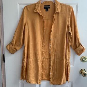 Tahari Golden Button-Up Shirt 100% Linen